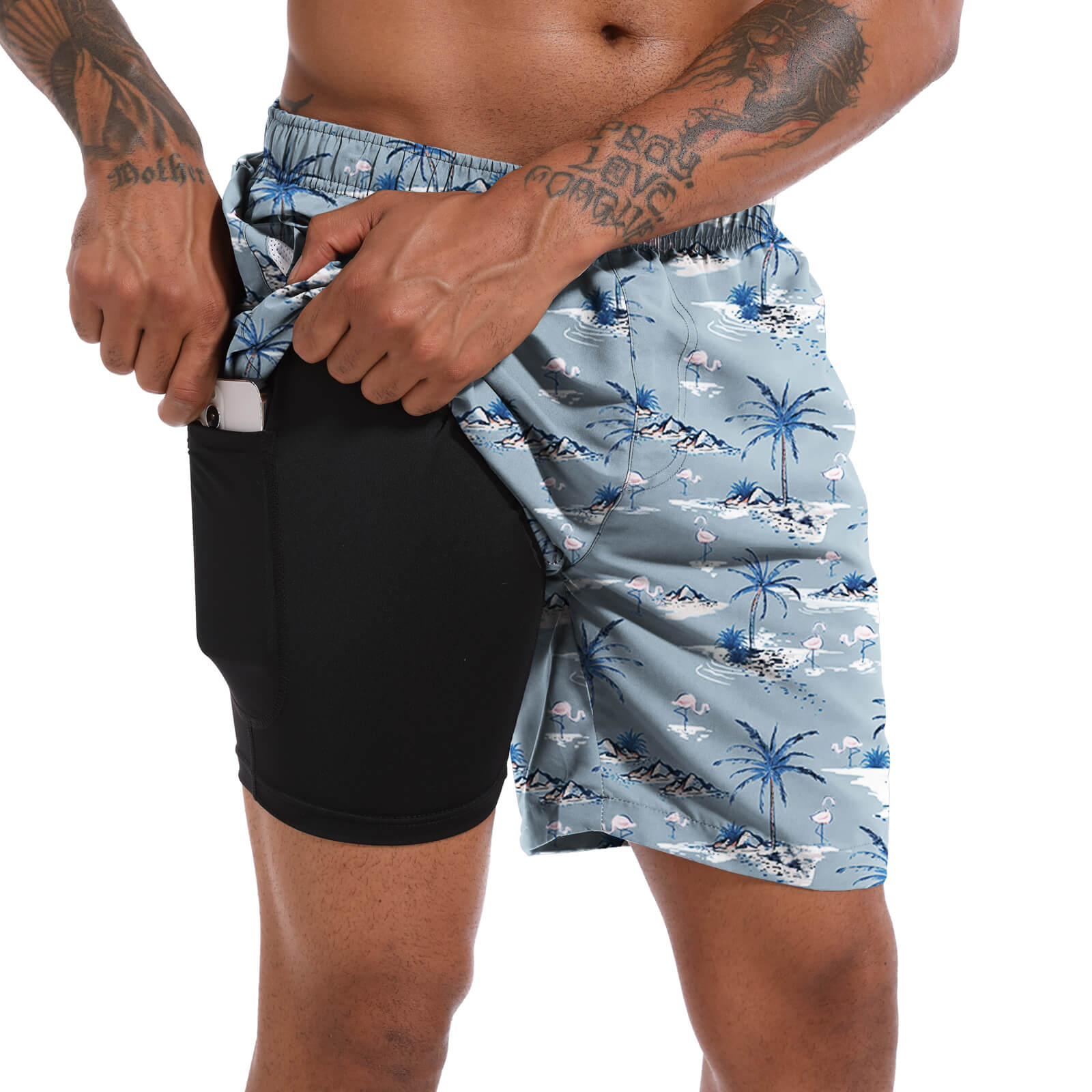 SWIM TRUNKS WITH COMPRESSION LINER