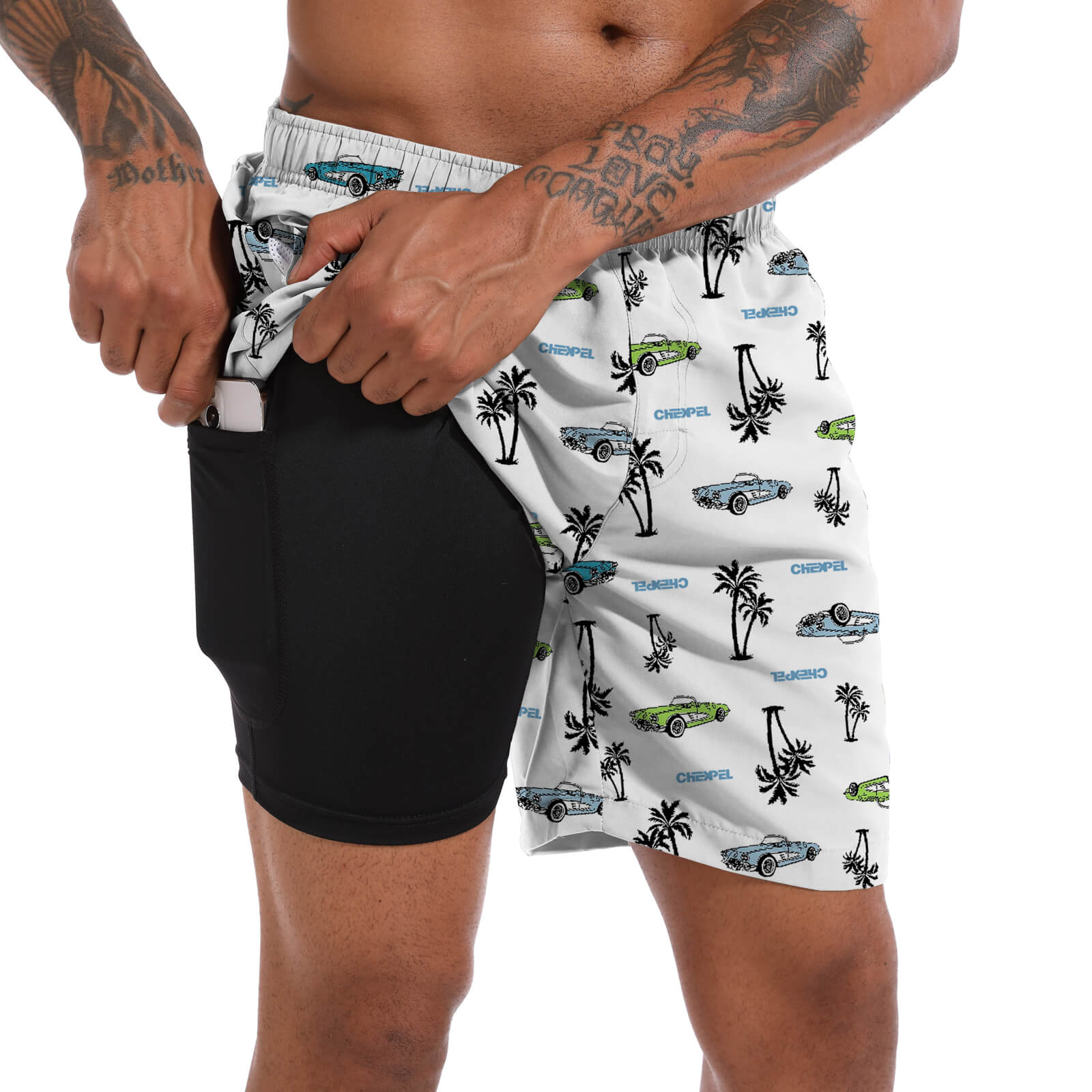 SWIM TRUNKS WITH COMPRESSION LINER